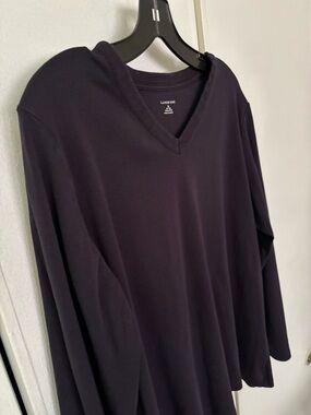 Lands' End V-Neck Long Sleeve Top in Deep Plum